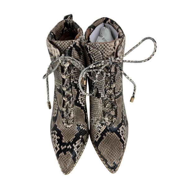 BCBGENERATION HINNA POINTED TOE HEELED ANKLE BOOTIES NATURAL SNAKE NWOB SIZE 6.5 - Picture 2 of 12